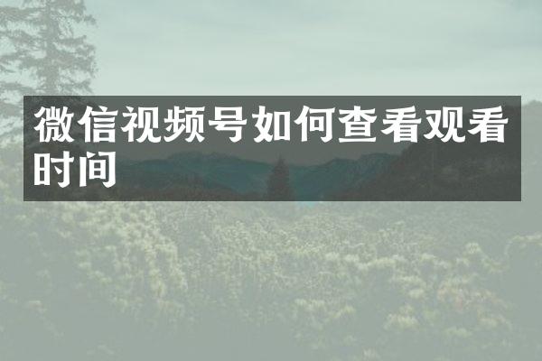 微信视频号如何查看观看时间