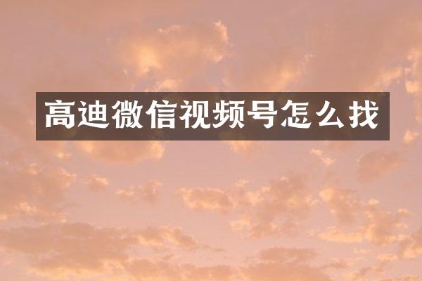 高迪微信视频号怎么找