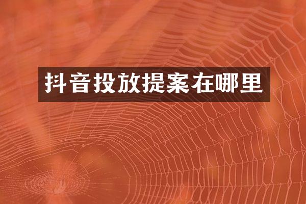 抖音投放提案在哪里