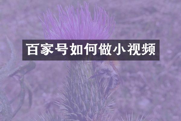 百家号如何做小视频