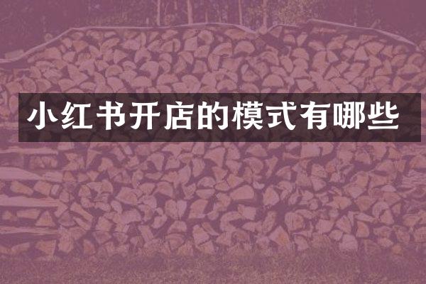 小红书开店的模式有哪些
