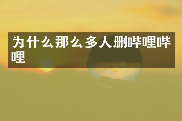 为什么那么多人删哔哩哔哩