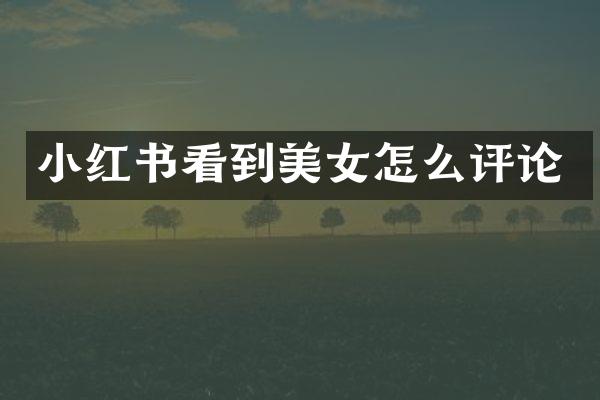 小红书看到怎么评论