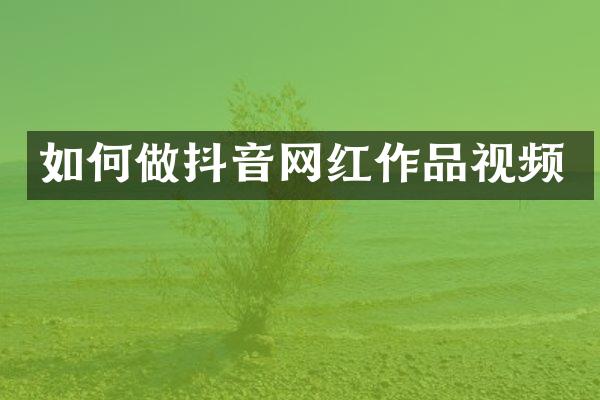 如何做抖音网红作品视频