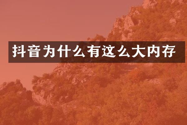 抖音为什么有这么大内存