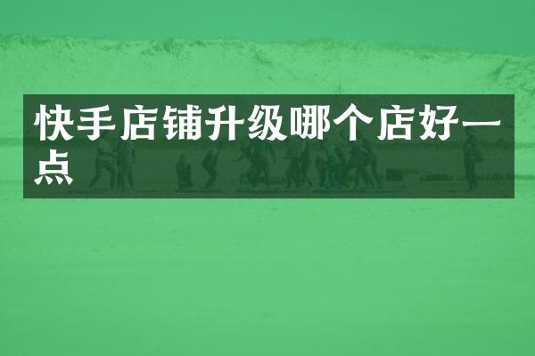 快手店铺升级哪个店好一点