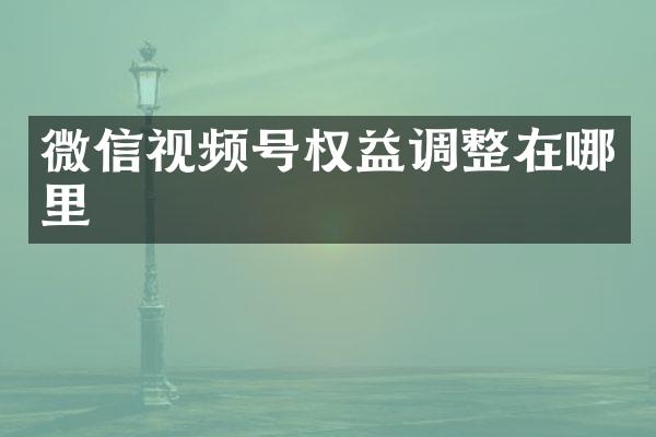 微信视频号权益调整在哪里