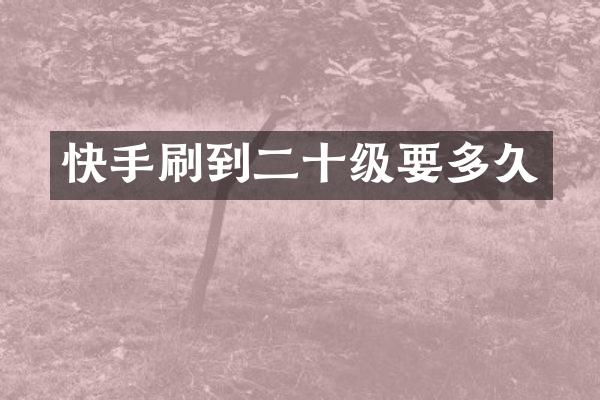 快手刷到二十级要多久
