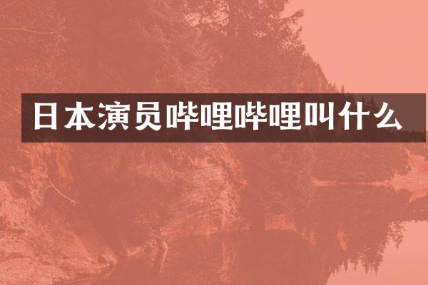 日本演员哔哩哔哩叫什么