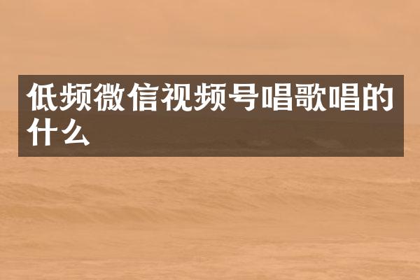 低频微信视频号唱歌唱的什么