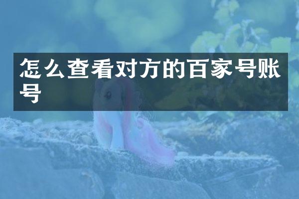 怎么查看对方的百家号账号