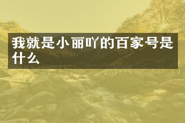 我就是小丽吖的百家号是什么