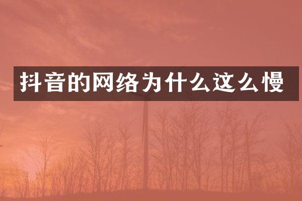 抖音的网络为什么这么慢