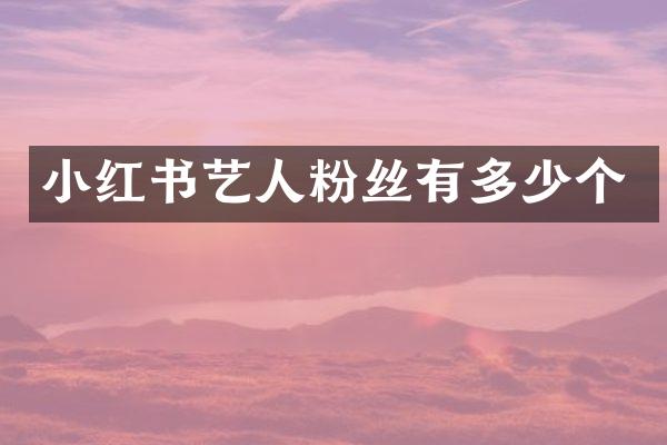 小红书艺人粉丝有多少个
