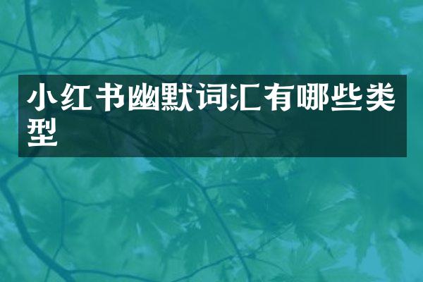 小红书幽默词汇有哪些类型