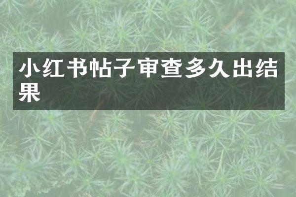 小红书帖子审查多久出结果