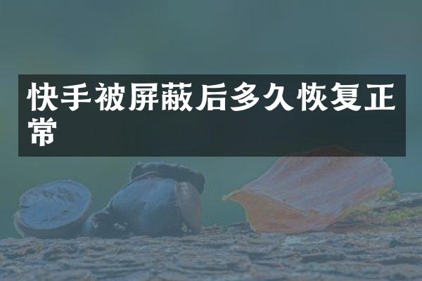 快手被屏蔽后多久恢复正常