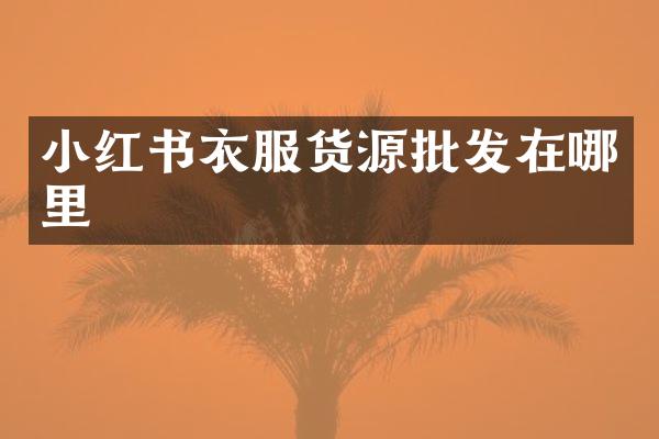 小红书衣服货源批发在哪里