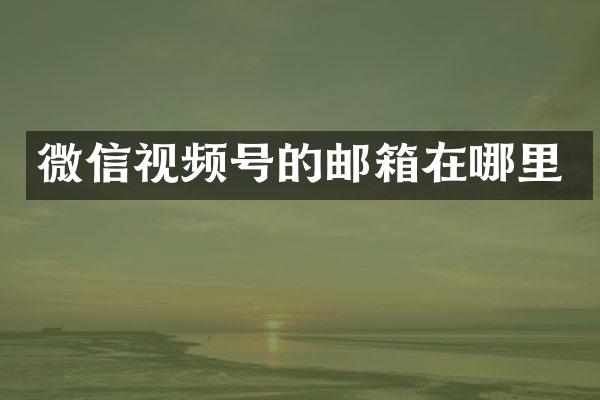 微信视频号的邮箱在哪里