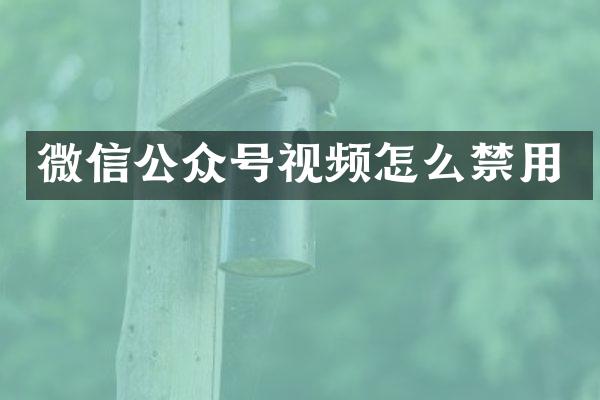 微信公众号视频怎么禁用