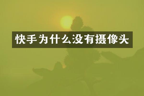 快手为什么没有摄像头