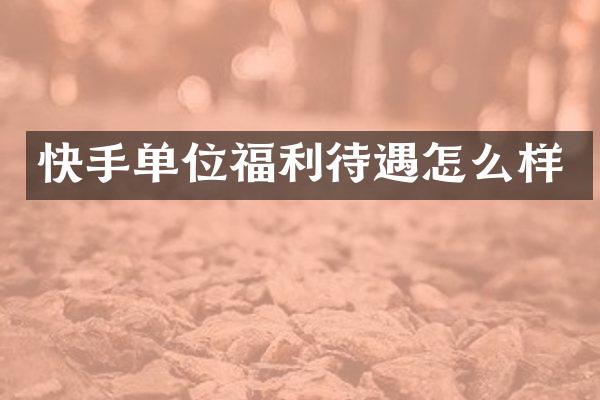 快手单位福利待遇怎么样