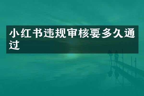 小红书违规审核要多久通过