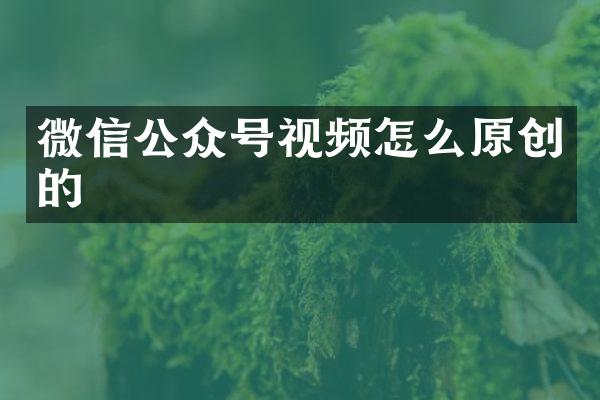 微信公众号视频怎么原创的