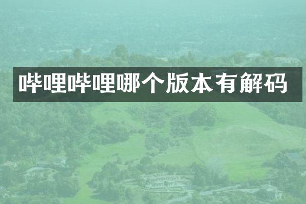 哔哩哔哩哪个版本有解码