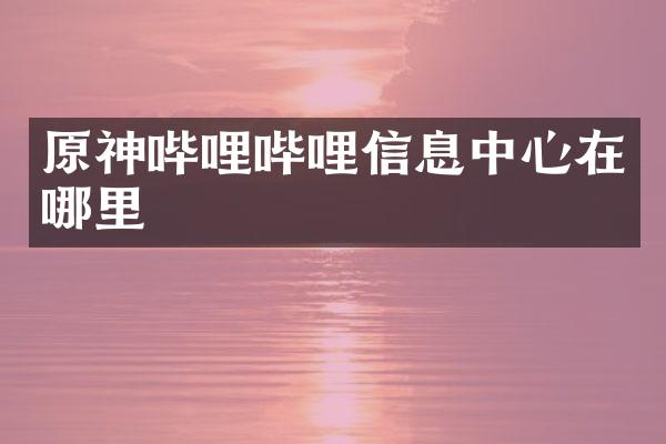 原神哔哩哔哩信息中心在哪里