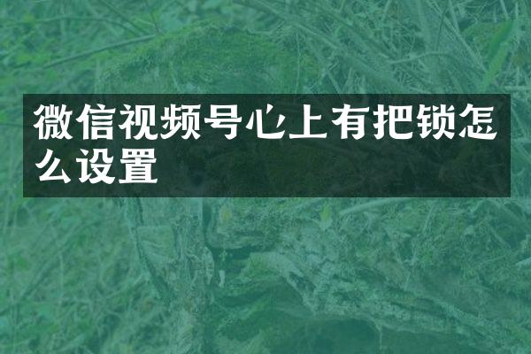 微信视频号心上有把锁怎么设置