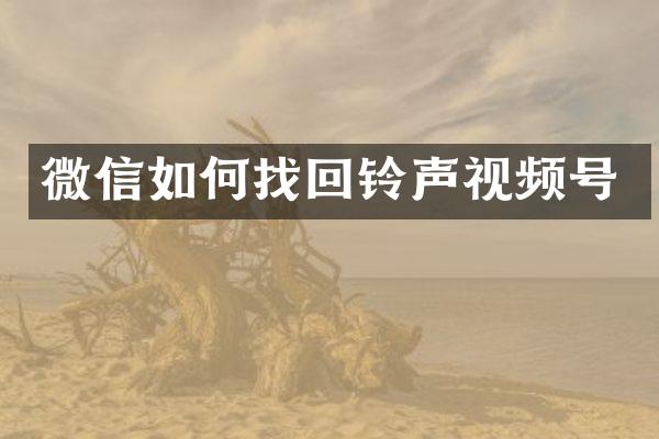 微信如何找回铃声视频号