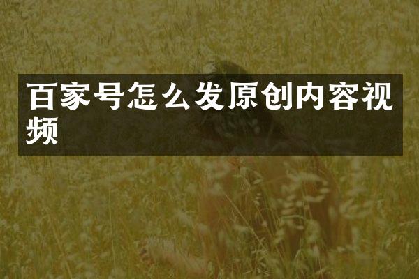 百家号怎么发原创内容视频