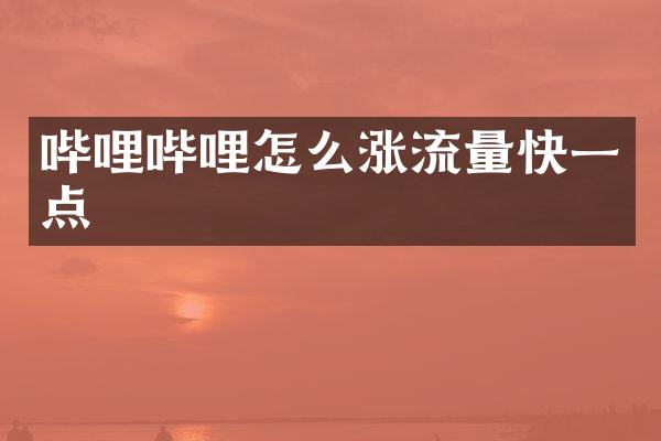 哔哩哔哩怎么涨流量快一点
