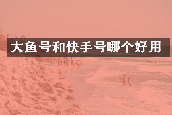 大鱼号和快手号哪个好用