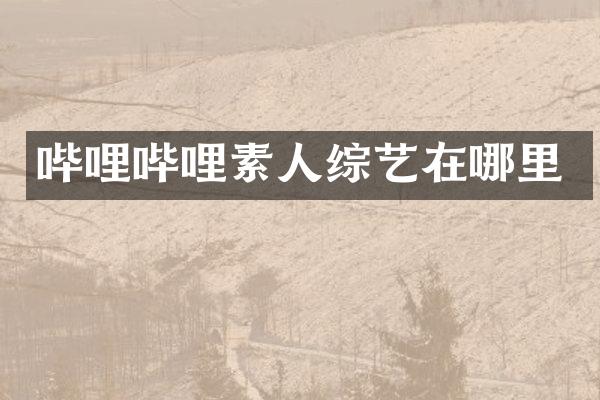 哔哩哔哩素人综艺在哪里