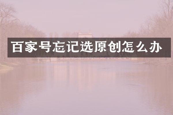 百家号忘记选原创怎么办