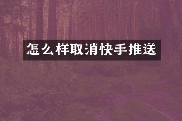 怎么样取消快手推送