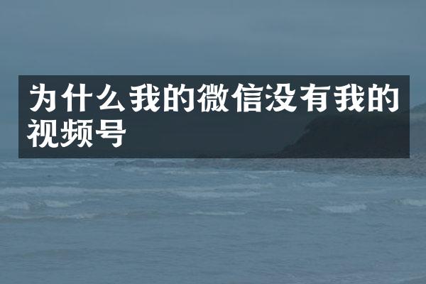 为什么我的微信没有我的视频号