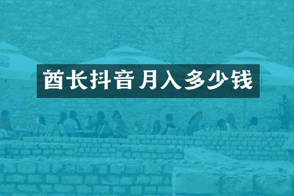 酋长抖音月入多少钱