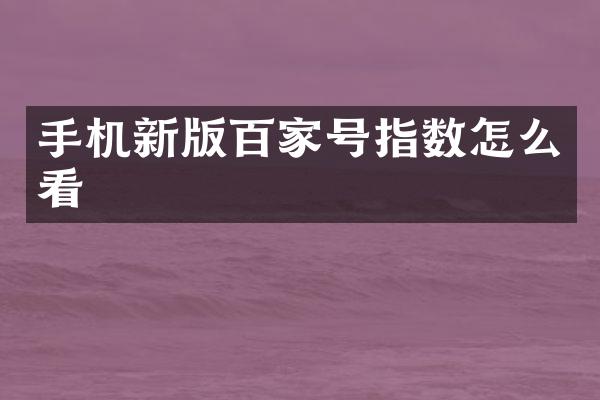 手机新版百家号指数怎么看