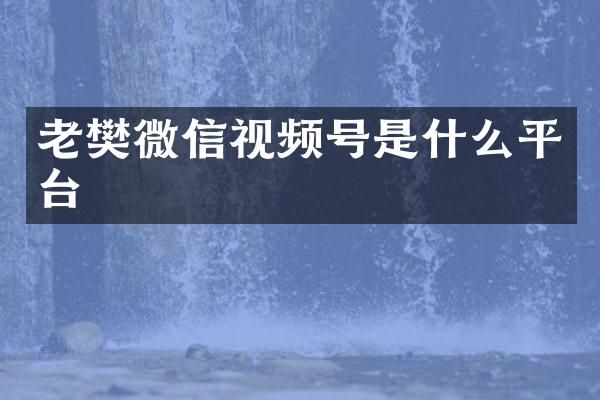 老樊微信视频号是什么平台