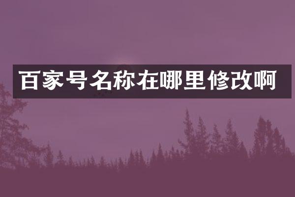 百家号名称在哪里修改啊
