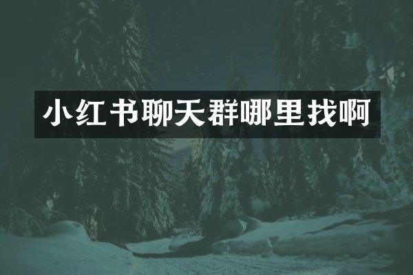 小红书聊天群哪里找啊