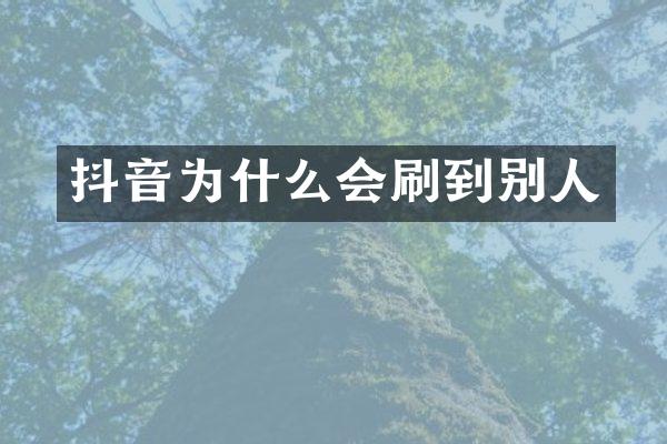 抖音为什么会刷到别人
