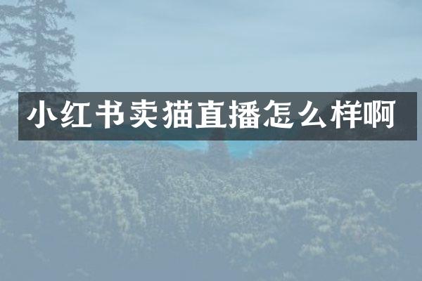 小红书卖猫直播怎么样啊