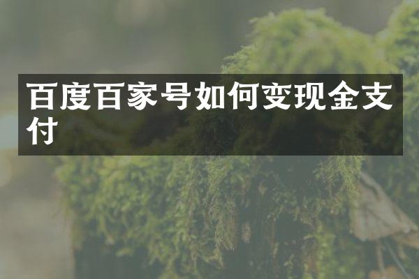 百度百家号如何变现金支付