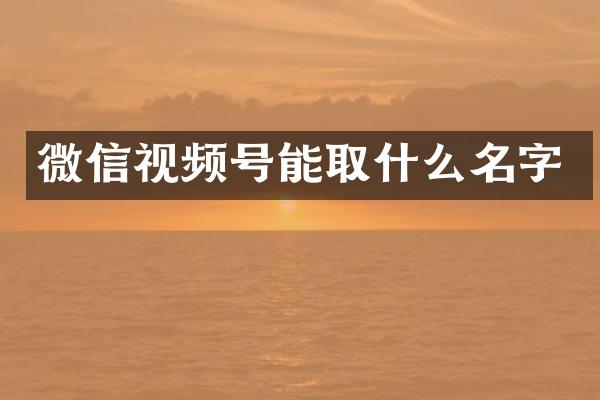 微信视频号能取什么名字