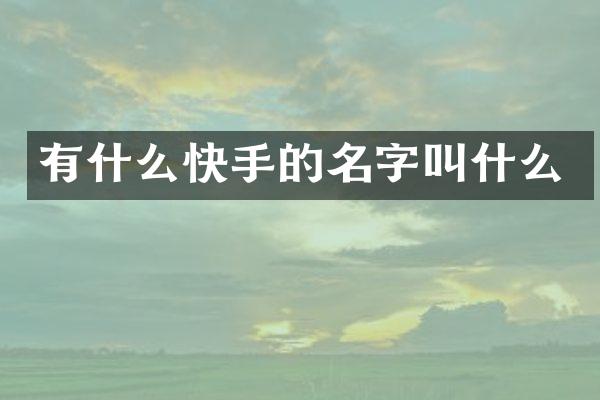 有什么快手的名字叫什么