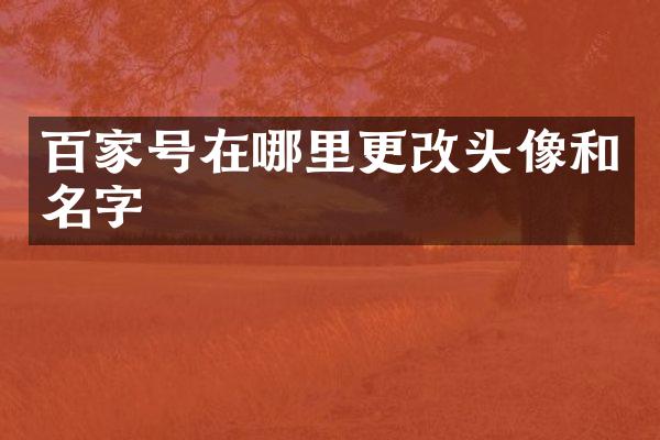 百家号在哪里更改头像和名字